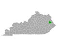 Map of Johnson in Kentucky