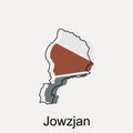 Map of Jowzjan province of afghanistan line modern illustration design, element graphic illustration template