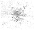 Map of Kaliningrad, satellite view, black and white map. Russia