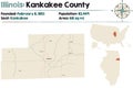 Map of Kankakee County in Illinois Royalty Free Stock Photo