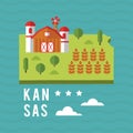 Map of kansas state. Vector illustration decorative design