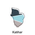 Map Of Katihar City Modern Simple Geometric, illustration vector design template