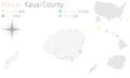 Map of Kauai County in Hawaii