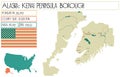 Map of Kenai Peninsular Borough in Alaska, USA.