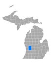 Map of Kent in Michigan Royalty Free Stock Photo