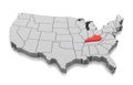 Map of Kentucky state, USA