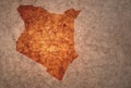 Map of kenya on a old vintage crack paper background Royalty Free Stock Photo