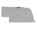 Map of Keya Paha in Nebraska Royalty Free Stock Photo