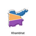 Map of Khambhat modern geometric illustration, map of India country vector design template Royalty Free Stock Photo