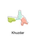 Map of Khuzdar geometric colorful illustration design template, Pakistan map on white background vector