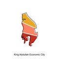 Map of King Abdullah Economic City design template, World Map International vector template with outline graphic sketch style