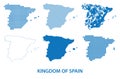 Map of Kingdom of Spain - vector set of silhouettes in different patterns