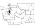 Map of kitsap County in Washington DC state on white background. single County map highlighted by black colour on WASHINGTON map.