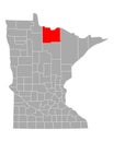 Map of Koochiching in Minnesota Royalty Free Stock Photo