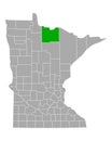 Map of Koochiching in Minnesota Royalty Free Stock Photo