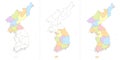Map of Korea, North and South Korea divided to administrative divisions, blank raster coloring book