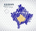 Map of Kosovo with hand drawn sketch map inside. Vector illustration