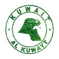 Map of Kuwait, Postal Stamp, Sustainable development, CO2 emission concept