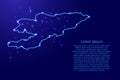 Map Kyrgyzstan from the contours network blue, luminous space st