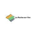 Map of La Roche Sur Yon vector design template, national borders and important cities illustration on white background Royalty Free Stock Photo