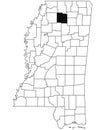 Map of Lafayette County in Mississippi state on white background. single County map highlighted by black colour on Mississippi map