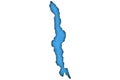 Map Lake Malawi on blue felt