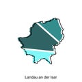 map of Landau An Der Isar vector design template, national borders and important cities illustration