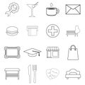 Map landmarks objects icon set outline Royalty Free Stock Photo