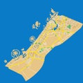 Map of a large city in the Arab Emirates in the style of flat design Royalty Free Stock Photo