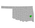 Map of Latimer in Oklahoma Royalty Free Stock Photo