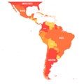 Map of Latin America. Vector illustration in shades of orange Royalty Free Stock Photo