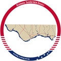 Map of Lauderdale county in Alabama, USA.