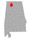 Map of Lawrence in Alabama