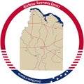 Map of Lawrence county in Alabama, USA.