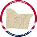 Map of Lawrence County in Arkansas, USA.