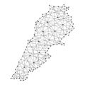 Map of Lebanon from polygonal black lines, dots of vector illustration