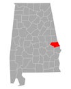 Map of Lee in Alabama