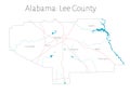 Map of Lee county in Alabama