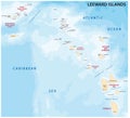 Map of leeward islands, Caribbean island group