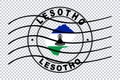 Map of Lesotho, Postal Passport Stamp, Travel Stamp