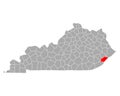 Map of Letcher in Kentucky Royalty Free Stock Photo