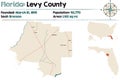 Map of Levy County in Florida