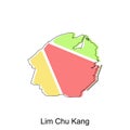 map of Lim Chu Kang vector design template, national borders and important cities illustration