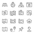 Map Line Icon Set. Contains such Icons as Destination, Location, Pin and more. Expanded Stroke