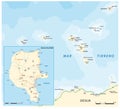Map of Lipari Island and Aeolian Islands, Sicily, Italy
