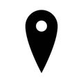 Map location icon. Long simple map mark, black pin on white background