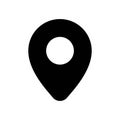 Map location icon. Rounded simple map mark, black pin on white background