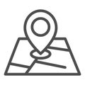 Map and location marker line icon, cartography concept, Geolocation sign on map sign on white background, GPS navigator