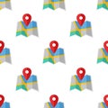 Map and Location Marker Seamless Pattern Royalty Free Stock Photo