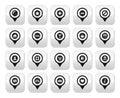 Map location markers, pointers buttons set Royalty Free Stock Photo